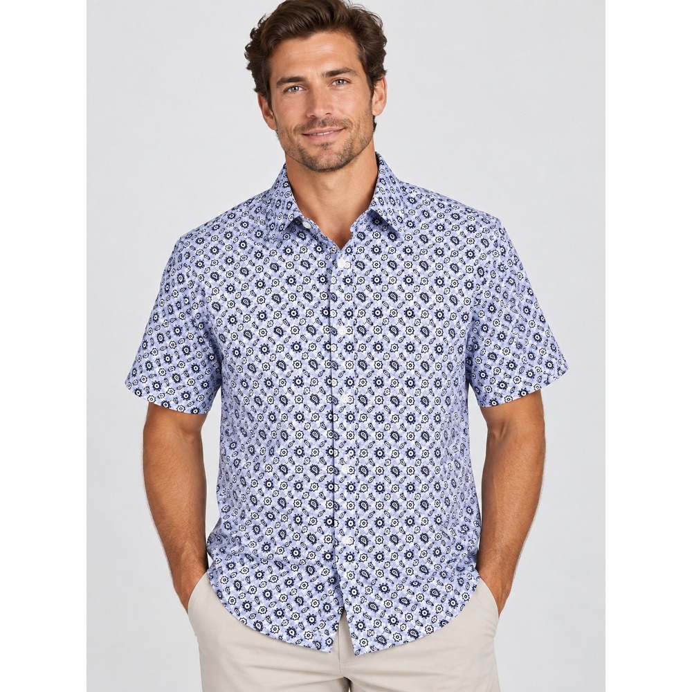 Daniel Cremieux Signature Collection Mens Large Blue Paisley Button Down Shirt